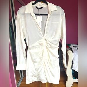 Zara White Long Sleeve Dress